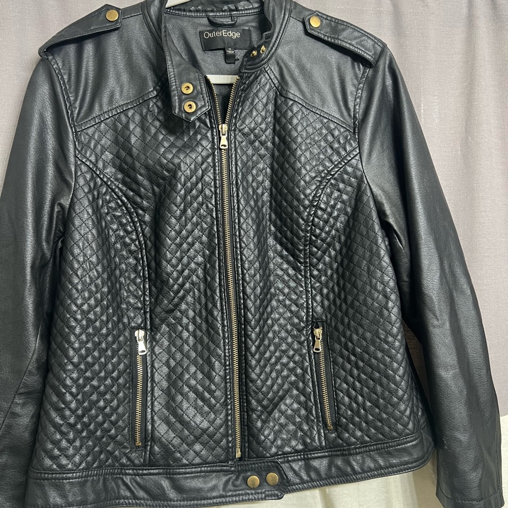 Outer Edge Black Quilted Leather Jacket